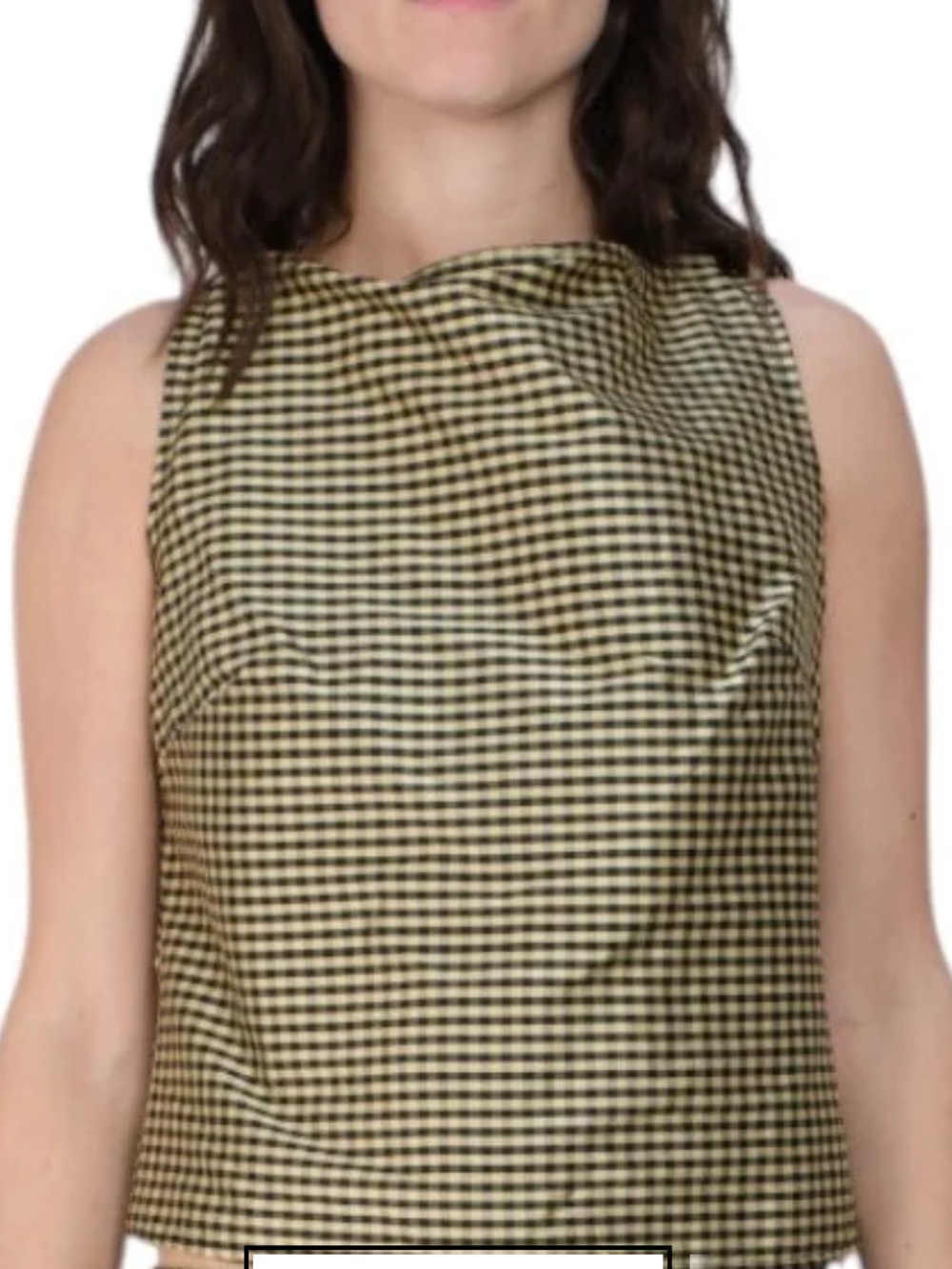 Gingham Sleeveless Camisole in Black and Tan